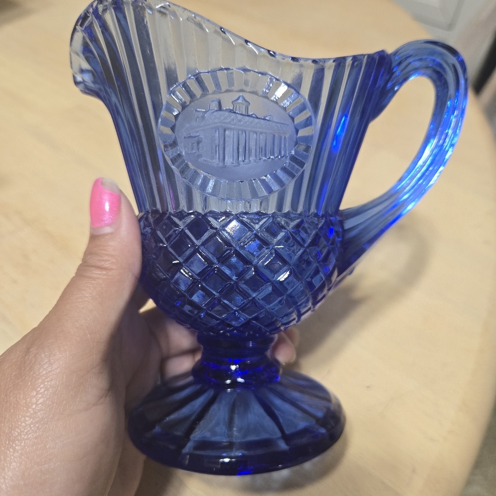 Elegant Blue Glass Pitcher